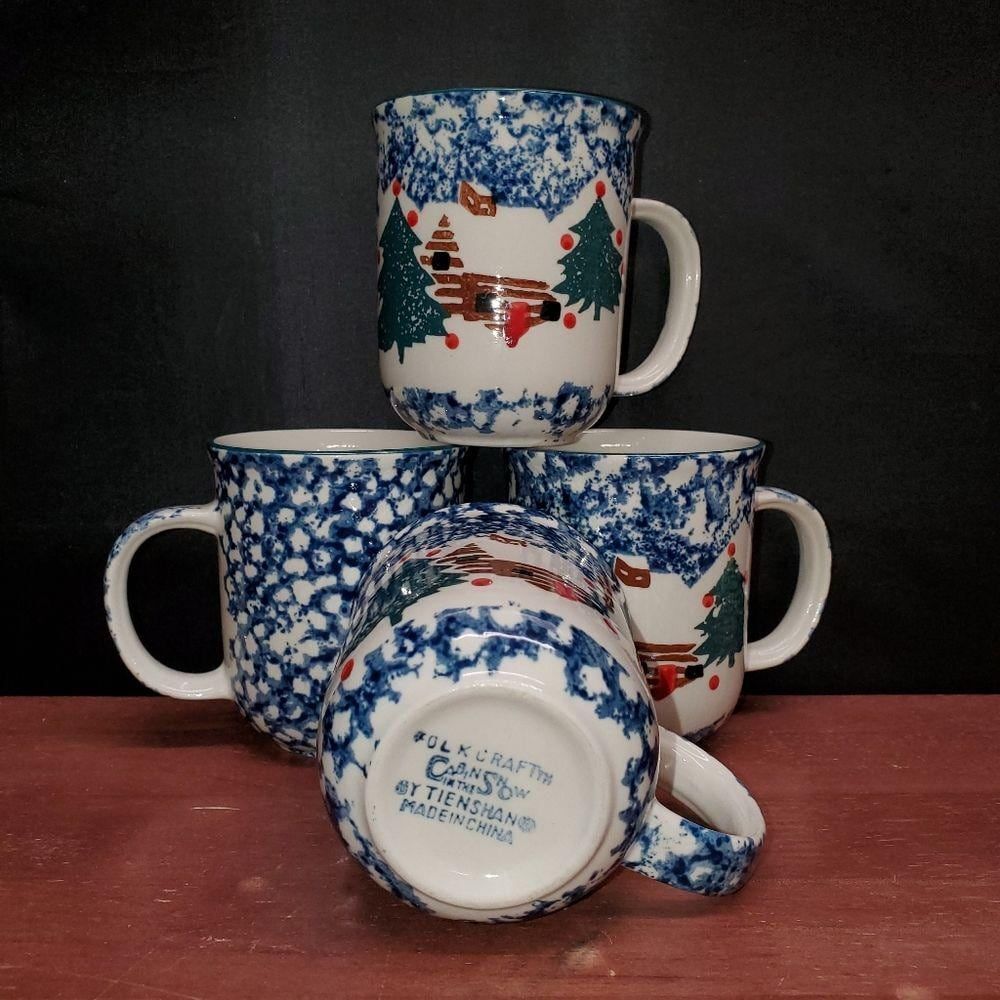 Folk Craft Cabin in the Snow 10 ounce Mugs by TIENSHAN